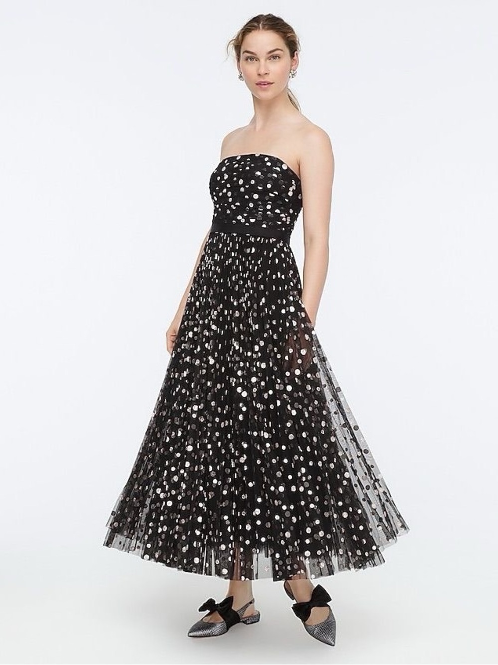 J.Crew Strapless tulle midi dress in glitter dot - NWT